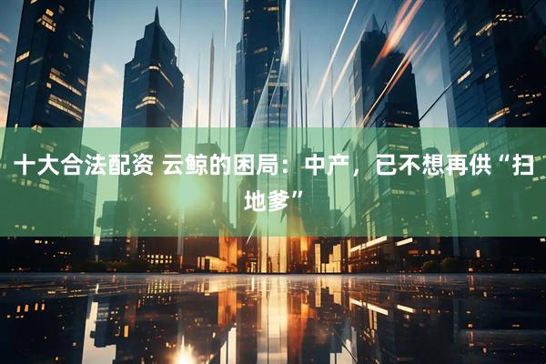 十大合法配资 云鲸的困局：中产，已不想再供“扫地爹”